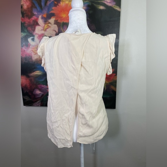 Ba&sh Cream Flutter Ruffle Sleeves Open Back Tank Blouse Top XS - Picture 4 of 9